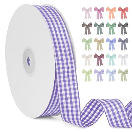 LERAETI Geschenkband Lila Karoband 20mm x 45m zum Verzieren & Basteln, Kariertes Band Breites Schleifenband, Dekoband für DIY Bastelkuchen, Strauß Dekoration, Geschenkverpackung, Haarschleife LERAETI Geschenkband Lila Karoband 20mm x 45m zum Verzieren & Basteln, Kariertes Band Breites Schleifenband, Dekoband für DIY Bastelkuchen, Strauß Dekoration, Geschenkverpackung, Haarschleife von LEREATI