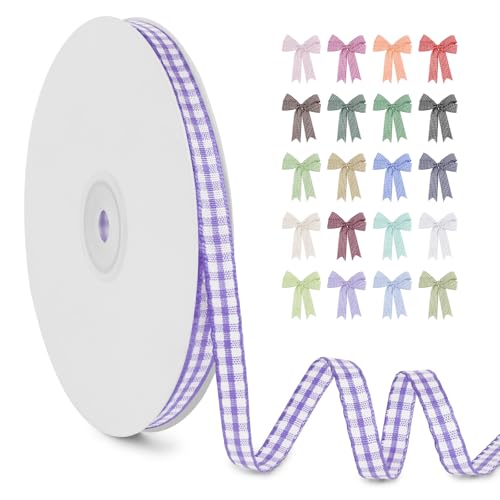 LERAETI Geschenkband Lila Karoband 6mm x 45m zum Verzieren & Basteln, Kariertes Band Breites Schleifenband, Dekoband für DIY Bastelkuchen, Strauß Dekoration, Geschenkverpackung, Haarschleife LERAETI Geschenkband Lila Karoband 6mm x 45m zum Verzieren & Basteln, Kariertes Band Breites Schleifenband, Dekoband für DIY Bastelkuchen, Strauß Dekoration, Geschenkverpackung, Haarschleife von LEREATI