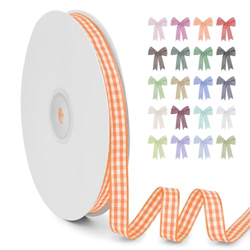 LERAETI Geschenkband Orange Karoband 10mm x 45m zum Verzieren & Basteln, Kariertes Band Breites Schleifenband, Dekoband für DIY Bastelkuchen, Strauß Dekoration, Geschenkverpackung, Haarschleife LERAETI Geschenkband Orange Karoband 10mm x 45m zum Verzieren & Basteln, Kariertes Band Breites Schleifenband, Dekoband für DIY Bastelkuchen, Strauß Dekoration, Geschenkverpackung, Haarschleife von LEREATI