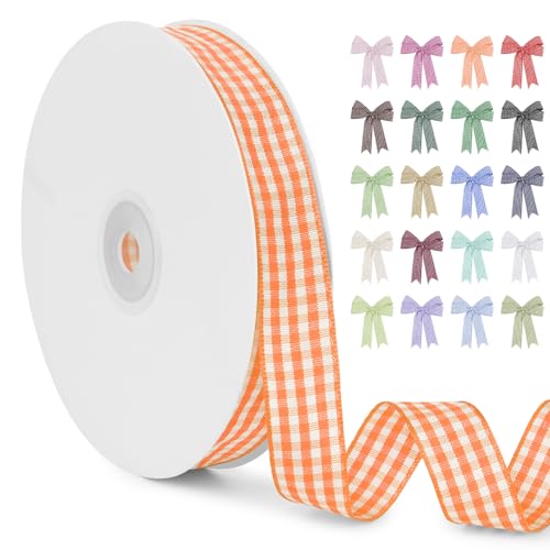LERAETI Geschenkband Orange Karoband 15mm x 45m zum Verzieren & Basteln, Kariertes Band Breites Schleifenband, Dekoband für DIY Bastelkuchen, Strauß Dekoration, Geschenkverpackung, Haarschleife LERAETI Geschenkband Orange Karoband 15mm x 45m zum Verzieren & Basteln, Kariertes Band Breites Schleifenband, Dekoband für DIY Bastelkuchen, Strauß Dekoration, Geschenkverpackung, Haarschleife von LEREATI