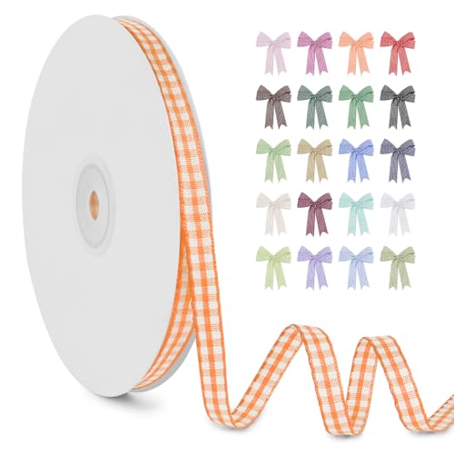 LERAETI Geschenkband Orange Karoband 6mm x 45m zum Verzieren & Basteln, Kariertes Band Breites Schleifenband, Dekoband für DIY Bastelkuchen, Strauß Dekoration, Geschenkverpackung, Haarschleife LERAETI Geschenkband Orange Karoband 6mm x 45m zum Verzieren & Basteln, Kariertes Band Breites Schleifenband, Dekoband für DIY Bastelkuchen, Strauß Dekoration, Geschenkverpackung, Haarschleife von LEREATI