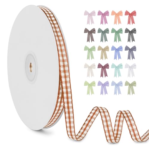 LERAETI Geschenkband Orangerot Karoband 6mm x 45m zum Verzieren & Basteln, Kariertes Band Breites Schleifenband, Dekoband für DIY Bastelkuchen, Strauß Dekoration, Geschenkverpackung, Haarschleife LERAETI Geschenkband Orangerot Karoband 6mm x 45m zum Verzieren & Basteln, Kariertes Band Breites Schleifenband, Dekoband für DIY Bastelkuchen, Strauß Dekoration, Geschenkverpackung, Haarschleife von LEREATI