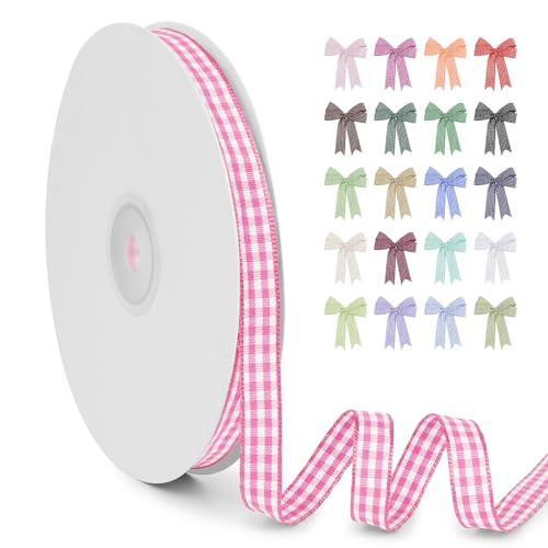LERAETI Geschenkband Rosa Karoband 10mm x 45m zum Verzieren & Basteln, Kariertes Band Breites Schleifenband, Dekoband für DIY Bastelkuchen, Strauß Dekoration, Geschenkverpackung, Haarschleife LERAETI Geschenkband Rosa Karoband 10mm x 45m zum Verzieren & Basteln, Kariertes Band Breites Schleifenband, Dekoband für DIY Bastelkuchen, Strauß Dekoration, Geschenkverpackung, Haarschleife von LEREATI