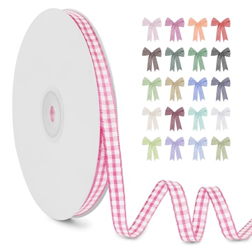 LERAETI Geschenkband Rosa Karoband 6mm x 45m zum Verzieren & Basteln, Kariertes Band Breites Schleifenband, Dekoband für DIY Bastelkuchen, Strauß Dekoration, Geschenkverpackung, Haarschleife LERAETI Geschenkband Rosa Karoband 6mm x 45m zum Verzieren & Basteln, Kariertes Band Breites Schleifenband, Dekoband für DIY Bastelkuchen, Strauß Dekoration, Geschenkverpackung, Haarschleife von LEREATI