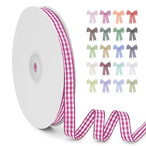 LERAETI Geschenkband Rosenrot Karoband 10mm x 45m zum Verzieren & Basteln, Kariertes Band Breites Schleifenband, Dekoband für DIY Bastelkuchen, Strauß Dekoration, Geschenkverpackung, Haarschleife LERAETI Geschenkband Rosenrot Karoband 10mm x 45m zum Verzieren & Basteln, Kariertes Band Breites Schleifenband, Dekoband für DIY Bastelkuchen, Strauß Dekoration, Geschenkverpackung, Haarschleife von LEREATI