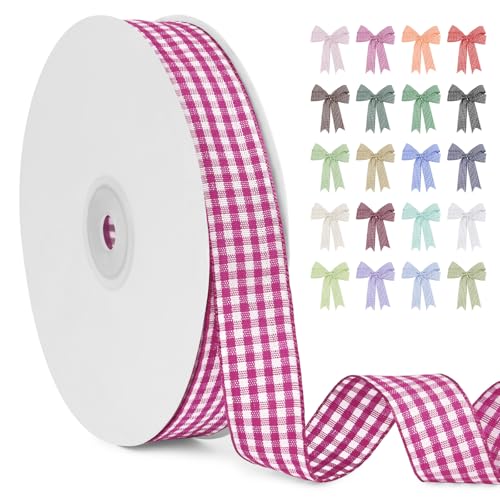 LERAETI Geschenkband Rosenrot Karoband 20mm x 45m zum Verzieren & Basteln, Kariertes Band Breites Schleifenband, Dekoband für DIY Bastelkuchen, Strauß Dekoration, Geschenkverpackung, Haarschleife LERAETI Geschenkband Rosenrot Karoband 20mm x 45m zum Verzieren & Basteln, Kariertes Band Breites Schleifenband, Dekoband für DIY Bastelkuchen, Strauß Dekoration, Geschenkverpackung, Haarschleife von LEREATI