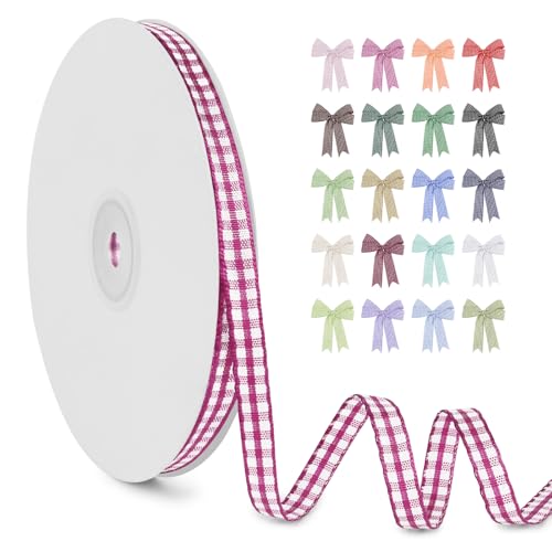 LERAETI Geschenkband Rosenrot Karoband 6mm x 45m zum Verzieren & Basteln, Kariertes Band Breites Schleifenband, Dekoband für DIY Bastelkuchen, Strauß Dekoration, Geschenkverpackung, Haarschleife LERAETI Geschenkband Rosenrot Karoband 6mm x 45m zum Verzieren & Basteln, Kariertes Band Breites Schleifenband, Dekoband für DIY Bastelkuchen, Strauß Dekoration, Geschenkverpackung, Haarschleife von LEREATI