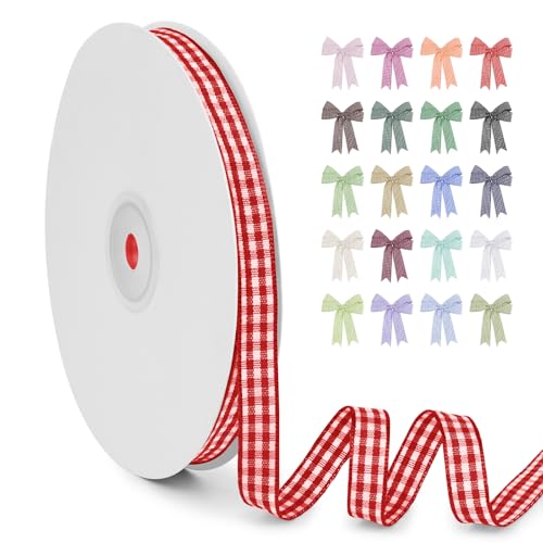 LERAETI Geschenkband Rot Karoband 10mm x 45m zum Verzieren & Basteln, Kariertes Band Breites Schleifenband, Dekoband für DIY Bastelkuchen, Strauß Dekoration, Geschenkverpackung, Haarschleife LERAETI Geschenkband Rot Karoband 10mm x 45m zum Verzieren & Basteln, Kariertes Band Breites Schleifenband, Dekoband für DIY Bastelkuchen, Strauß Dekoration, Geschenkverpackung, Haarschleife von LEREATI