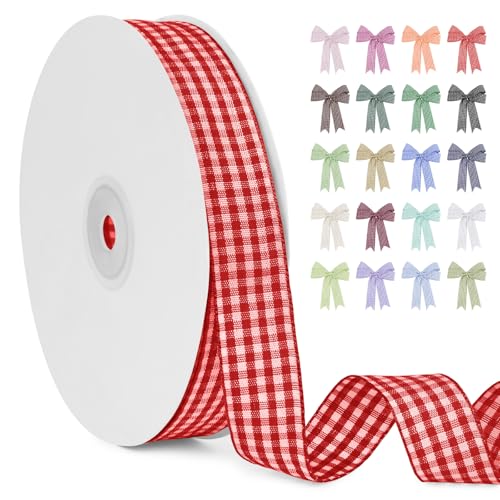 LERAETI Geschenkband Rot Karoband 20mm x 45m zum Verzieren & Basteln, Kariertes Band Breites Schleifenband, Dekoband für DIY Bastelkuchen, Strauß Dekoration, Geschenkverpackung, Haarschleife LERAETI Geschenkband Rot Karoband 20mm x 45m zum Verzieren & Basteln, Kariertes Band Breites Schleifenband, Dekoband für DIY Bastelkuchen, Strauß Dekoration, Geschenkverpackung, Haarschleife von LEREATI