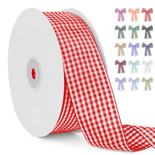 LERAETI Geschenkband Rot Karoband 38mm x 45m zum Verzieren & Basteln, Kariertes Band Breites Schleifenband, Dekoband für DIY Bastelkuchen, Strauß Dekoration, Geschenkverpackung, Haarschleife LERAETI Geschenkband Rot Karoband 38mm x 45m zum Verzieren & Basteln, Kariertes Band Breites Schleifenband, Dekoband für DIY Bastelkuchen, Strauß Dekoration, Geschenkverpackung, Haarschleife von LEREATI