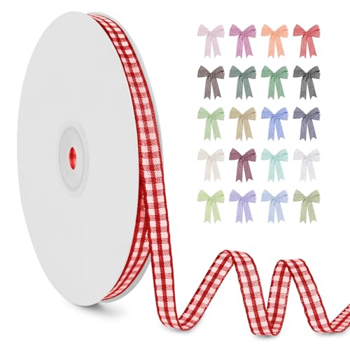 LERAETI Geschenkband Rot Karoband 6mm x 45m zum Verzieren & Basteln, Kariertes Band Breites Schleifenband, Dekoband für DIY Bastelkuchen, Strauß Dekoration, Geschenkverpackung, Haarschleife LERAETI Geschenkband Rot Karoband 6mm x 45m zum Verzieren & Basteln, Kariertes Band Breites Schleifenband, Dekoband für DIY Bastelkuchen, Strauß Dekoration, Geschenkverpackung, Haarschleife von LEREATI