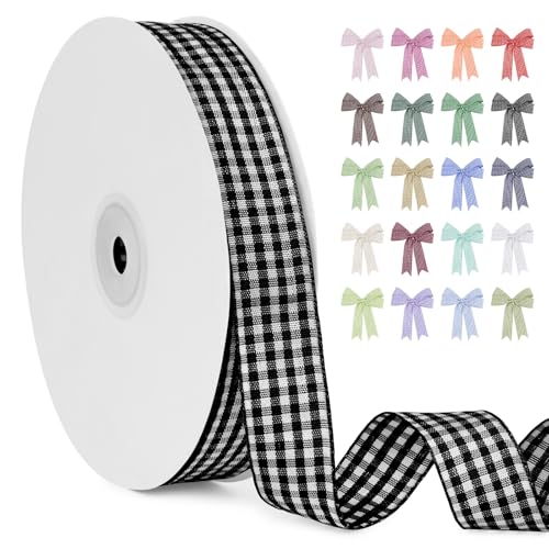 LERAETI Geschenkband Schwarz Karoband 20mm x 45m zum Verzieren & Basteln, Kariertes Band Breites Schleifenband, Dekoband für DIY Bastelkuchen, Strauß Dekoration, Geschenkverpackung, Haarschleife LERAETI Geschenkband Schwarz Karoband 20mm x 45m zum Verzieren & Basteln, Kariertes Band Breites Schleifenband, Dekoband für DIY Bastelkuchen, Strauß Dekoration, Geschenkverpackung, Haarschleife von LEREATI