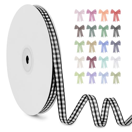 LERAETI Geschenkband Schwarz Karoband 6mm x 45m zum Verzieren & Basteln, Kariertes Band Breites Schleifenband, Dekoband für DIY Bastelkuchen, Strauß Dekoration, Geschenkverpackung, Haarschleife LERAETI Geschenkband Schwarz Karoband 6mm x 45m zum Verzieren & Basteln, Kariertes Band Breites Schleifenband, Dekoband für DIY Bastelkuchen, Strauß Dekoration, Geschenkverpackung, Haarschleife von LEREATI
