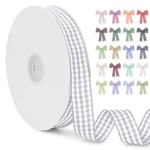 LERAETI Geschenkband Silber Karoband 15mm x 45m zum Verzieren & Basteln, Kariertes Band Breites Schleifenband, Dekoband für DIY Bastelkuchen, Strauß Dekoration, Geschenkverpackung, Haarschleife LERAETI Geschenkband Silber Karoband 15mm x 45m zum Verzieren & Basteln, Kariertes Band Breites Schleifenband, Dekoband für DIY Bastelkuchen, Strauß Dekoration, Geschenkverpackung, Haarschleife von LEREATI