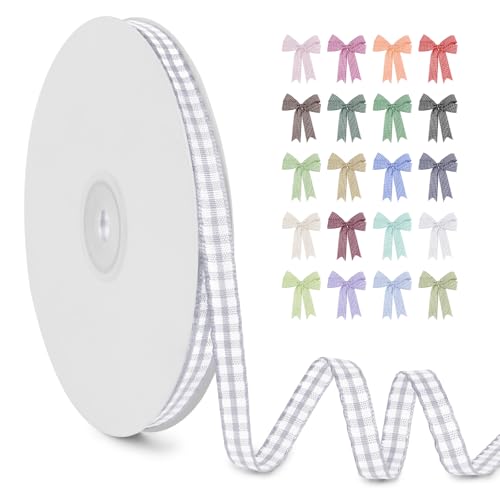 LERAETI Geschenkband Silber Karoband 6mm x 45m zum Verzieren & Basteln, Kariertes Band Breites Schleifenband, Dekoband für DIY Bastelkuchen, Strauß Dekoration, Geschenkverpackung, Haarschleife LERAETI Geschenkband Silber Karoband 6mm x 45m zum Verzieren & Basteln, Kariertes Band Breites Schleifenband, Dekoband für DIY Bastelkuchen, Strauß Dekoration, Geschenkverpackung, Haarschleife von LEREATI