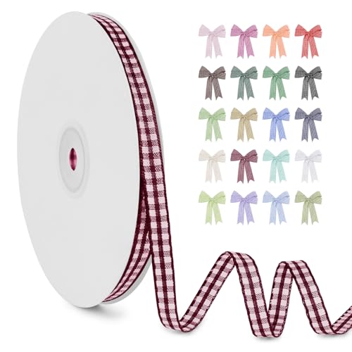 LERAETI Geschenkband Weinrot Karoband 6mm x 45m zum Verzieren & Basteln, Kariertes Band Breites Schleifenband, Dekoband für DIY Bastelkuchen, Strauß Dekoration, Geschenkverpackung, Haarschleife LERAETI Geschenkband Weinrot Karoband 6mm x 45m zum Verzieren & Basteln, Kariertes Band Breites Schleifenband, Dekoband für DIY Bastelkuchen, Strauß Dekoration, Geschenkverpackung, Haarschleife von LEREATI