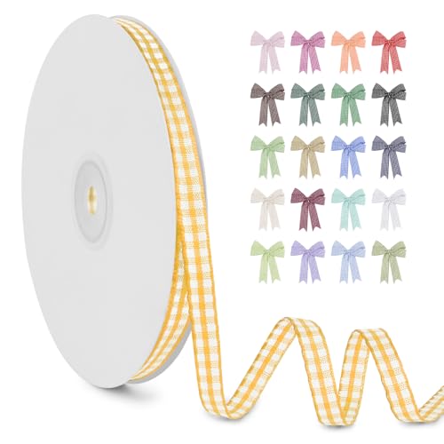 LERAETI Geschenkband Zitronengelb Karoband 6mm x 45m zum Verzieren & Basteln, Kariertes Band Breites Schleifenband, Dekoband für DIY Bastelkuchen, Strauß Dekoration, Geschenkverpackung, Haarschleife LERAETI Geschenkband Zitronengelb Karoband 6mm x 45m zum Verzieren & Basteln, Kariertes Band Breites Schleifenband, Dekoband für DIY Bastelkuchen, Strauß Dekoration, Geschenkverpackung, Haarschleife von LEREATI