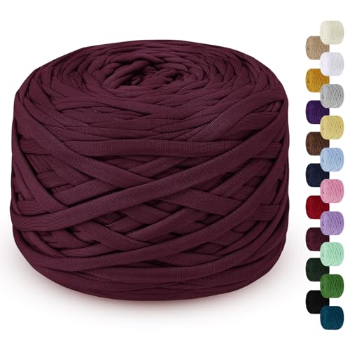 LEREATI 285g T-Shirt Garn Zum Häkeln für Körbe, Bändchengarn, Polyester Rope - Textilgarn für Häkelkorb, Taschen, Teppiche, Wandbehang, Makramee (Fuchsie) von LEREATI
