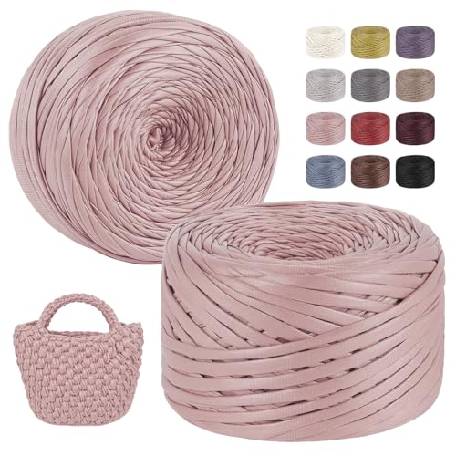 LEREATI 2x200g/2x90m Textilgarn zum Häkeln für Körbe, Einseitiger Leder-Look Tshirt Garn zum Häkeln & Stricken, T-shirt Garn Bändchengarn Häkelgarn für Taschen Teppiche DIY Deko (Korallenrosa) LEREATI 2x200g/2x90m Textilgarn zum Häkeln für Körbe, Einseitiger Leder-Look Tshirt Garn zum Häkeln & Stricken, T-shirt Garn Bändchengarn Häkelgarn für Taschen Teppiche DIY Deko (Korallenrosa) von LEREATI
