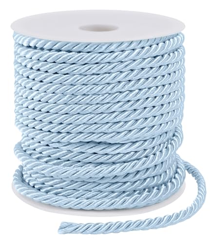 LEREATI Blau Polyester Kordel 5mm x 25m, 3-lagige Weiches Bastelseil Satin-Kordel-Besatz Dekorative gedrehte Makramee Schnur für DIY Handwerk Vorhang Krawatte Ehre Cord Geschenk Taschen von LEREATI