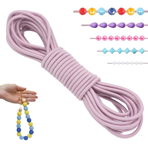 LEREATI Gummiband für Armbänder 2.5mm x 5m Perlenschnur Gummi Armband Elastische Schnur Rund Elastisches Band für Armbänder, Schmuck, Halskette, Perlen, Bastelarbeiten (Hellrosa) von LEREATI