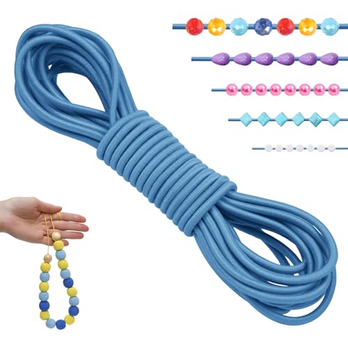 LEREATI Gummiband für Armbänder 2.5mm x 5m Perlenschnur Gummi Armband Elastische Schnur Rund Elastisches Band für Armbänder, Schmuck, Halskette, Perlen, Bastelarbeiten (Himmelblau) von LEREATI
