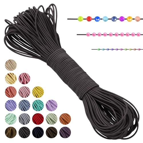 LEREATI Gummiband für Armbänder Nylonschnur 1mm x 20m Perlenschnur Rund Armband Schnur Gummi Schmuckband, Elastisches Band für Armbänder, Schmuck, Halskette, Hutgummi, DIY (Grau) von LEREATI