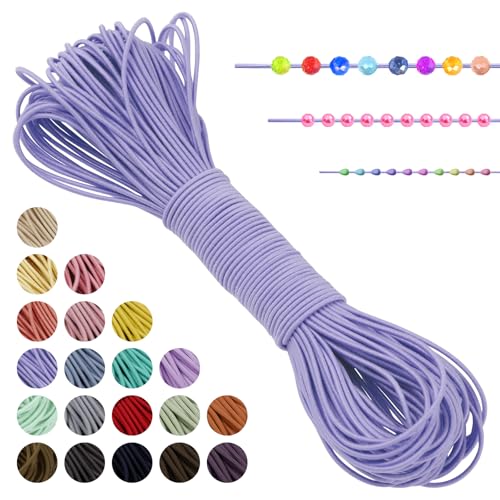 LEREATI Gummiband für Armbänder Nylonschnur 1mm x 20m Perlenschnur Rund Armband Schnur Gummi Schmuckband, Elastisches Band für Armbänder, Schmuck, Halskette, Hutgummi, DIY (Hellviolett) von LEREATI