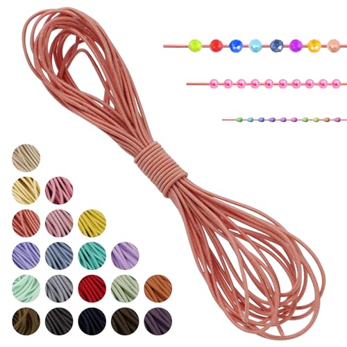 LEREATI Gummiband für Armbänder Nylonschnur 1mm x 5m Perlenschnur Rund Armband Schnur Gummi Schmuckband, Elastisches Band für Armbänder, Schmuck, Halskette, Hutgummi, DIY (Helles Orange) von LEREATI