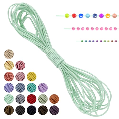 LEREATI Gummiband für Armbänder Nylonschnur 1mm x 5m Perlenschnur Rund Armband Schnur Gummi Schmuckband, Elastisches Band für Armbänder, Schmuck, Halskette, Hutgummi, DIY (Hellgrün) von LEREATI