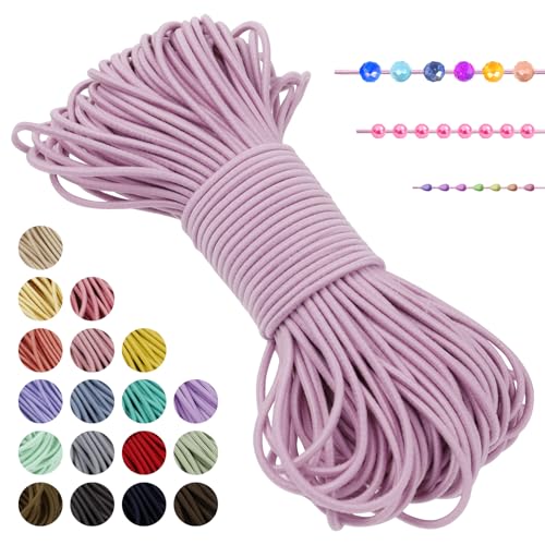 LEREATI Gummiband für Armbänder Nylonschnur 2mm x 20m Perlenschnur Rund Armband Schnur Gummi Schmuckband, Elastisches Band für Armbänder, Schmuck, Halskette, Hutgummi, DIY (Rosa) von LEREATI