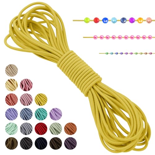LEREATI Gummiband für Armbänder Nylonschnur 2mm x 5m Perlenschnur Rund Armband Schnur Gummi Schmuckband, Elastisches Band für Armbänder, Schmuck, Halskette, Hutgummi, DIY (Helles Gelb) von LEREATI