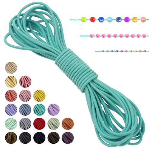 LEREATI Gummiband für Armbänder Nylonschnur 2mm x 5m Perlenschnur Rund Armband Schnur Gummi Schmuckband, Elastisches Band für Armbänder, Schmuck, Halskette, Hutgummi, DIY (Leuchtendes Blau) von LEREATI
