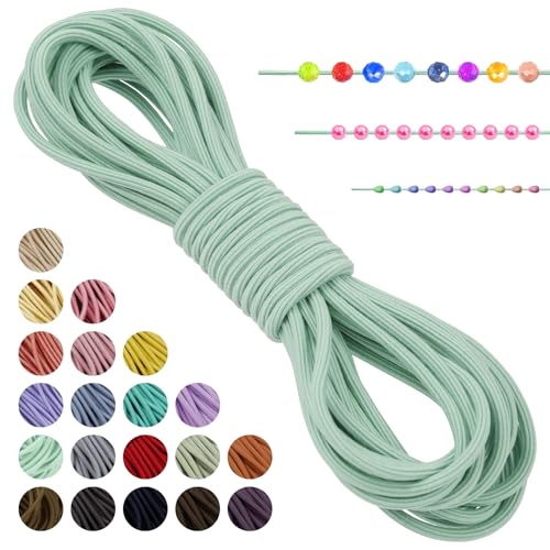 LEREATI Gummiband für Armbänder Nylonschnur 3mm x 5m Perlenschnur Achteck Armband Schnur Gummi Schmuckband, Elastisches Band für Armbänder, Schmuck, Halskette, Hutgummi, DIY (Hellgrün) von LEREATI
