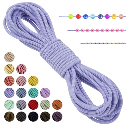 LEREATI Gummiband für Armbänder Nylonschnur 3mm x 5m Perlenschnur Achteck Armband Schnur Gummi Schmuckband, Elastisches Band für Armbänder, Schmuck, Halskette, Hutgummi, DIY (Hellviolett) von LEREATI