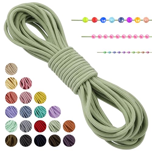LEREATI Gummiband für Armbänder Nylonschnur 3mm x 5m Perlenschnur Achteck Armband Schnur Gummi Schmuckband, Elastisches Band für Armbänder, Schmuck, Halskette, Hutgummi, DIY (Mintgrün) von LEREATI
