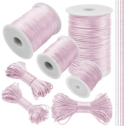 LEREATI Hellrosa Nylonschnur 2mm x 20m Armband Schnur für Armbänder Satinkordel Perlenschnur Schmuckband Nylonband für Armbänder, Perlen, Halsketten, Kumihimo, Chinesischer von LEREATI