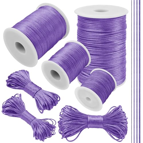LEREATI Hellviolett Nylonschnur 2mm x 20m Armband Schnur für Armbänder Satinkordel Perlenschnur Schmuckband Nylonband für Armbänder, Perlen, Halsketten, Kumihimo, Chinesischer von LEREATI