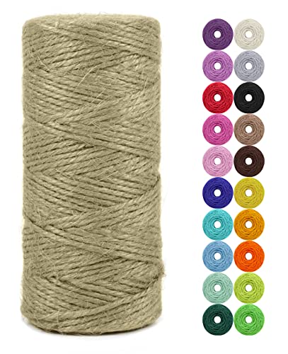 LEREATI Juteschnur 2mm x 100m, Paketschnur Naturfaser Gartenschnur Bastelschnur Jutegarn Juteseil, Jutekordel für DIY Kunstgewerbe, Gartenarbeit, Verpackung, Weihnachten Dekoration (Armeegrün) von LEREATI