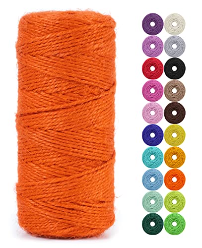 LEREATI Juteschnur 2mm x 100m, Paketschnur Naturfaser Gartenschnur Bastelschnur Jutegarn Juteseil, Jutekordel für DIY Kunstgewerbe, Gartenarbeit, Verpackung, Weihnachten Dekoration (Orange) von LEREATI