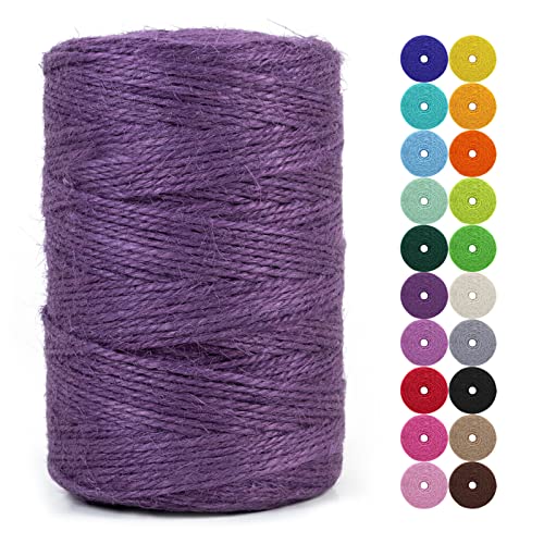 LEREATI Juteschnur 2mm x 200m Gartenschnur Paketschnur Naturfaser Hanfseil Jute Schnur Jutegarn Juteseil, Kordel Weihnachten für DIY Kunstgewerbe Gartenarbeit Geschenkverpackung Deko (Dunkellila) von LEREATI