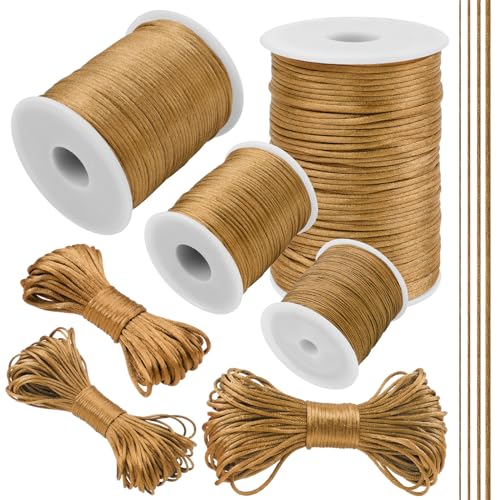 LEREATI Khaki Nylonschnur 1.5mm x 100m Armband Schnur für Armbänder Satinkordel Perlenschnur Schmuckband Nylonband für Armbänder, Perlen, Halsketten, Kumihimo, Chinesischer von LEREATI