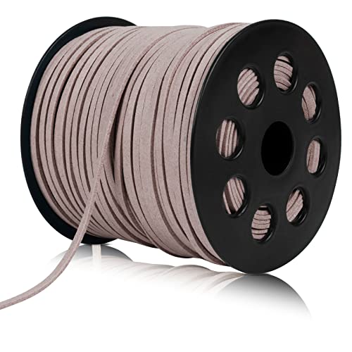 LEREATI Lederband Kette 2.6mm x 90m Faux Lederschnur Veloursleder Leder Band, Flach Dünnes Kunstlederband für DIY Basteln, Armband, Halskette, Schmuck, Handwerk, Traumfänger (Elfenbein) von LEREATI