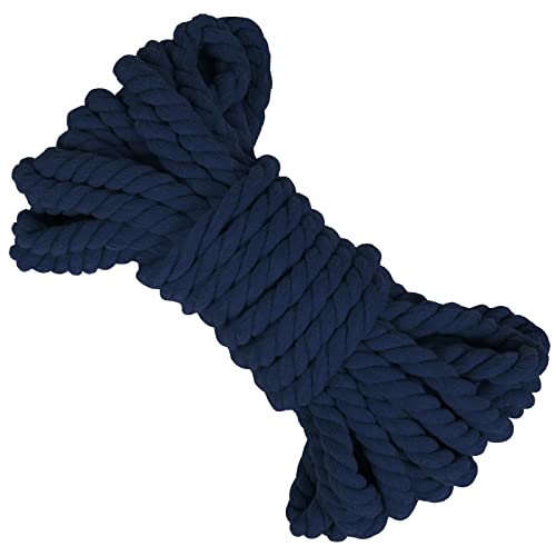 LEREATI Makramee Garn 10mm x 10m Baumwollseil Dicke Baumwollkordel Baumwollgarn, Macrame Cord Geflochten für DIY Handwerk, Basteln, Makramee Wandbehang, Vorhang, Hängepflanze (Marineblau) von LEREATI