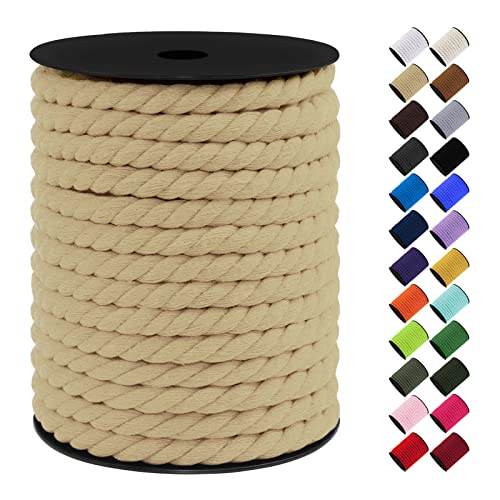 LEREATI Makramee Garn 10mm x 23m, Baumwollkordel Bunt Baumwollseil Geflochten Baumwollschnur, Baumwollgarn für DIY Basteln Hängepflanze Pflanze Aufhänger Wandbehang Weben Dekoration (Helles Kaffee) LEREATI Makramee Garn 10mm x 23m, Baumwollkordel Bunt Baumwollseil Geflochten Baumwollschnur, Baumwollgarn für DIY Basteln Hängepflanze Pflanze Aufhänger Wandbehang Weben Dekoration (Helles Kaffee) von LEREATI