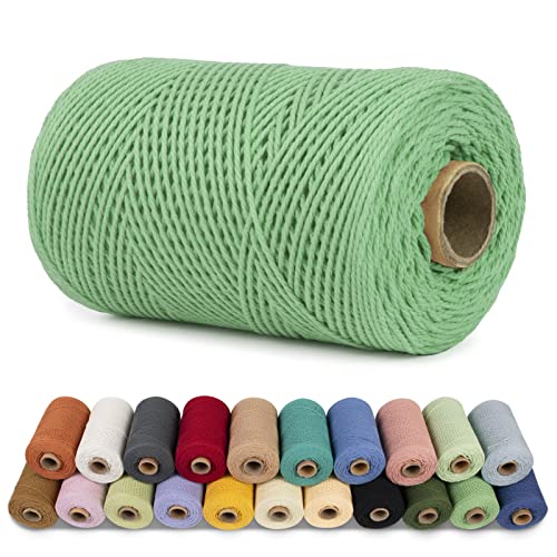 LEREATI Makramee Garn 1mm x 200m Baumwollgarn Baumwollkordel Baumwollseil Baumwollschnur, Macrame Cord 1mm for Makramee und DIY Basteln, Traumfänger, Garten, Hochzeit Dekorationen (Grün) von LEREATI