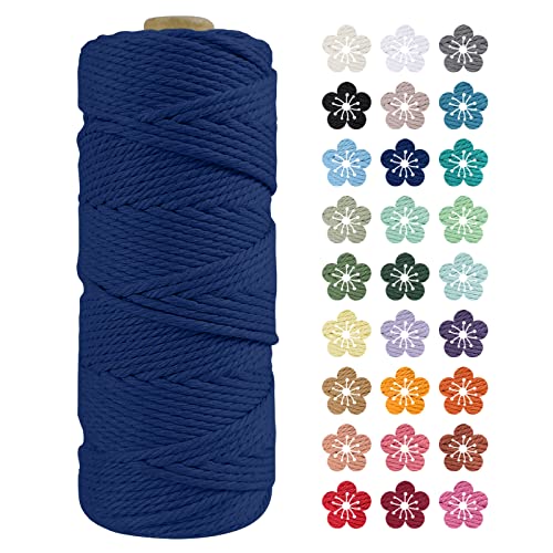 LEREATI Makramee Garn 2mm x 100m Dunkelblau Baumwollkordel Natur Baumwollseil Farbig Baumwollgarn, Macrame Cord 2mm für DIY Geflochten, Makramee Deko, Hängepflanze, Wandbehang, Vorhang LEREATI Makramee Garn 2mm x 100m Dunkelblau Baumwollkordel Natur Baumwollseil Farbig Baumwollgarn, Macrame Cord 2mm für DIY Geflochten, Makramee Deko, Hängepflanze, Wandbehang, Vorhang von LEREATI
