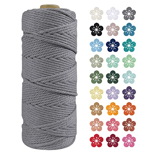LEREATI Makramee Garn 2mm x 100m Grau Baumwollkordel Natur Baumwollseil Farbig Baumwollgarn, Macrame Cord 2mm für DIY Geflochten, Makramee Deko, Hängepflanze, Wandbehang, Vorhang LEREATI Makramee Garn 2mm x 100m Grau Baumwollkordel Natur Baumwollseil Farbig Baumwollgarn, Macrame Cord 2mm für DIY Geflochten, Makramee Deko, Hängepflanze, Wandbehang, Vorhang von LEREATI