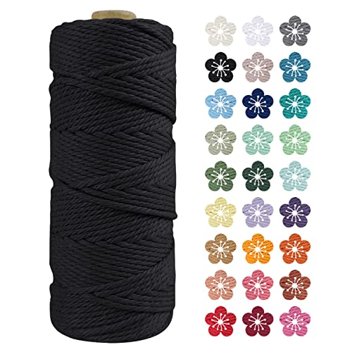 LEREATI Makramee Garn 2mm x 100m Schwarz Baumwollkordel Natur Baumwollseil Farbig Baumwollgarn, Macrame Cord 2mm für DIY Geflochten, Makramee Deko, Hängepflanze, Wandbehang, Vorhang LEREATI Makramee Garn 2mm x 100m Schwarz Baumwollkordel Natur Baumwollseil Farbig Baumwollgarn, Macrame Cord 2mm für DIY Geflochten, Makramee Deko, Hängepflanze, Wandbehang, Vorhang von LEREATI