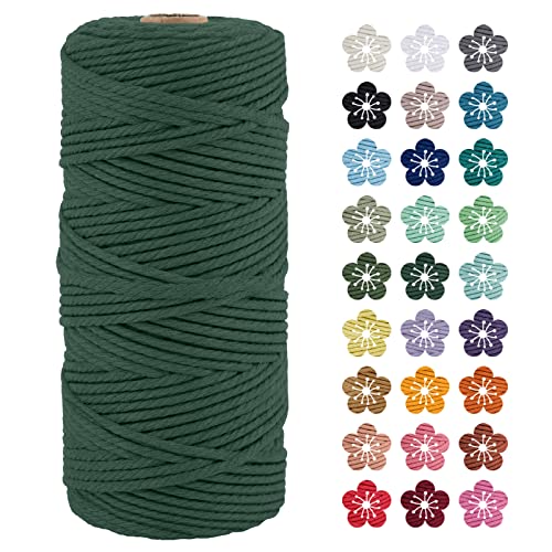 LEREATI Makramee Garn 3mm x 100m Dunkelgrün Baumwollkordel Natur Baumwollseil Farbig Baumwollgarn, Macrame Cord 3mm für DIY Geflochten, Makramee Deko, Hängepflanze, Wandbehang, Vorhang LEREATI Makramee Garn 3mm x 100m Dunkelgrün Baumwollkordel Natur Baumwollseil Farbig Baumwollgarn, Macrame Cord 3mm für DIY Geflochten, Makramee Deko, Hängepflanze, Wandbehang, Vorhang von LEREATI